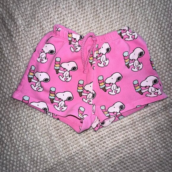 Zara Pink Snoopy Peanuts Ice Cream Shorts Toddler Size 5/6 - Picture 1 of 3